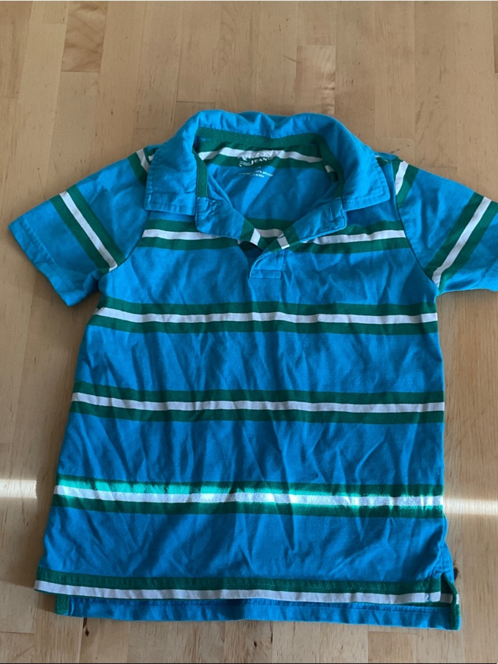 Arizona Jean Company Boys Teal Polo with Green & White Stripes 6